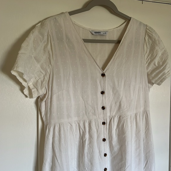 Sonoma white button down maxi dress with Swiss dot details - Picture 3 of 14